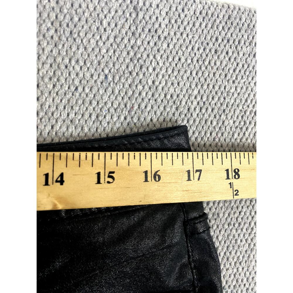 a.n.a Petite Coated Jeans Womens 12P 34X28 Black Wax Skinny Gloss Stretch Biker - Picture 9 of 13